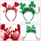 2 Pcs Valentine's Day St. Patrick's Day Headbands Set Sequin Heart and Green Clover Glittery Hair Accessories for Women Men Party Gift Decoration